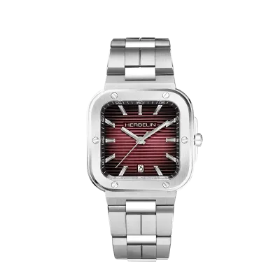 12246b18 montre homme herbelin cap camarat carre cadran rouge